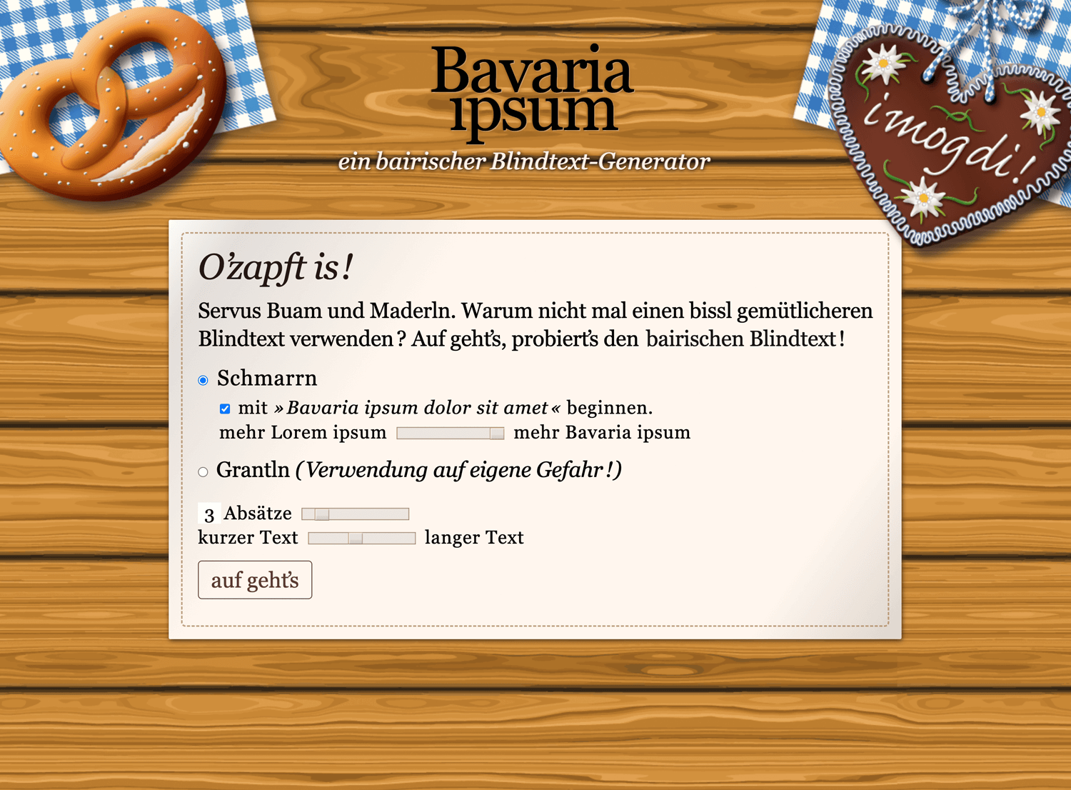 Bavarian Lorem Ipsum alternative