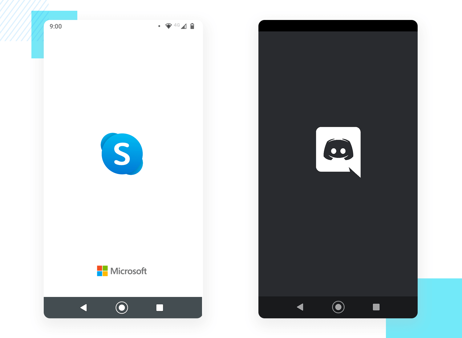 splash screen design by skype and discord