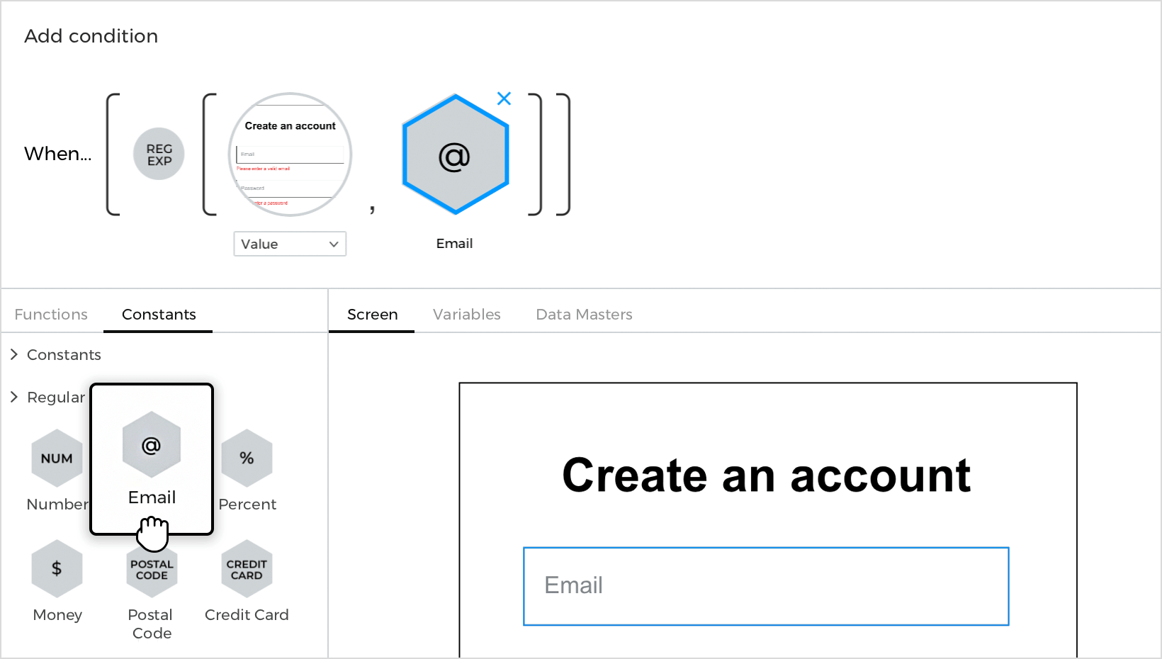 Email constant in the open space on the right