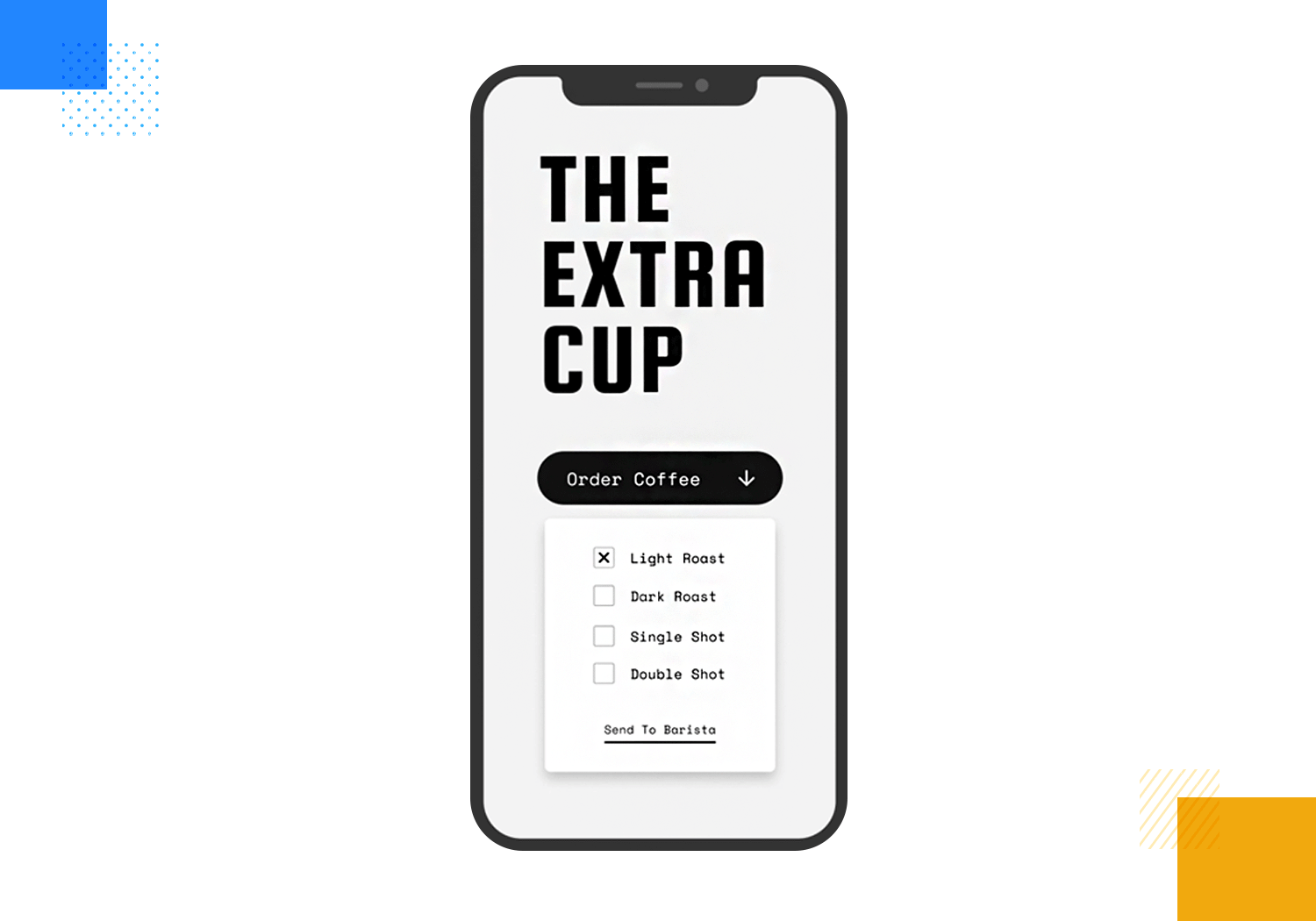 the extra cup - example of mobile app dropdown