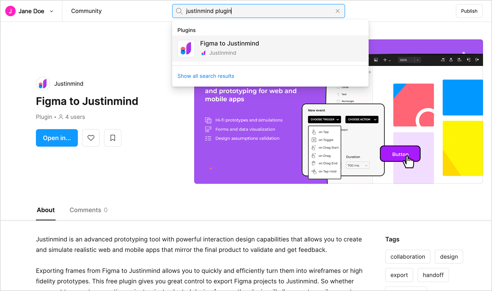 Get the Figma to Justinmind plugin