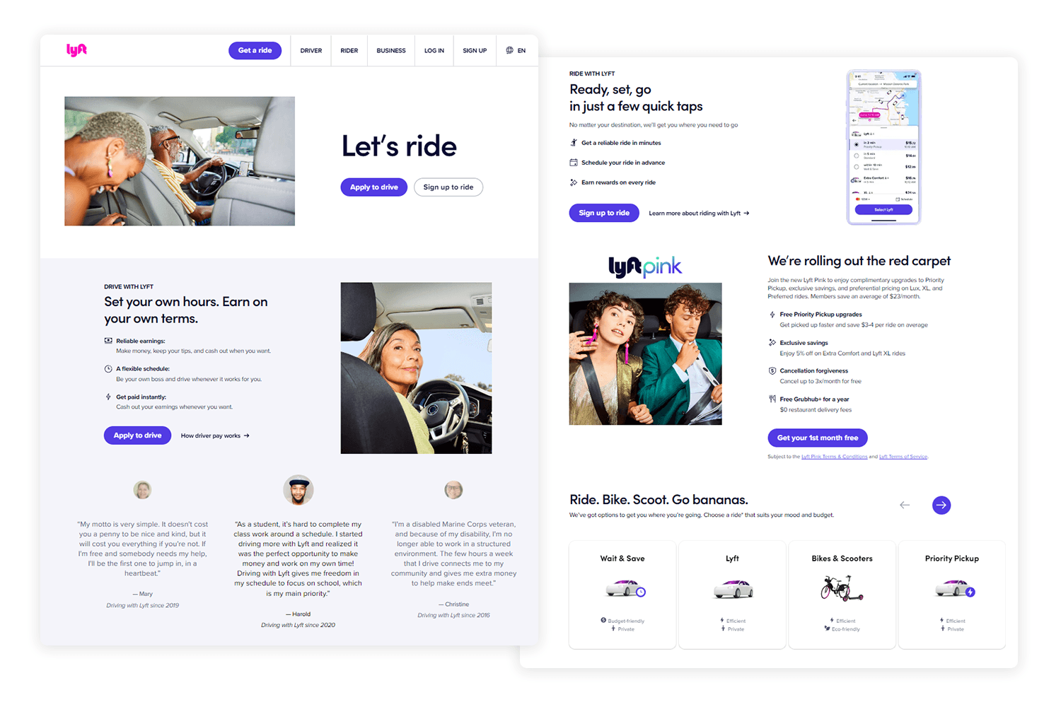 landing page design lyft