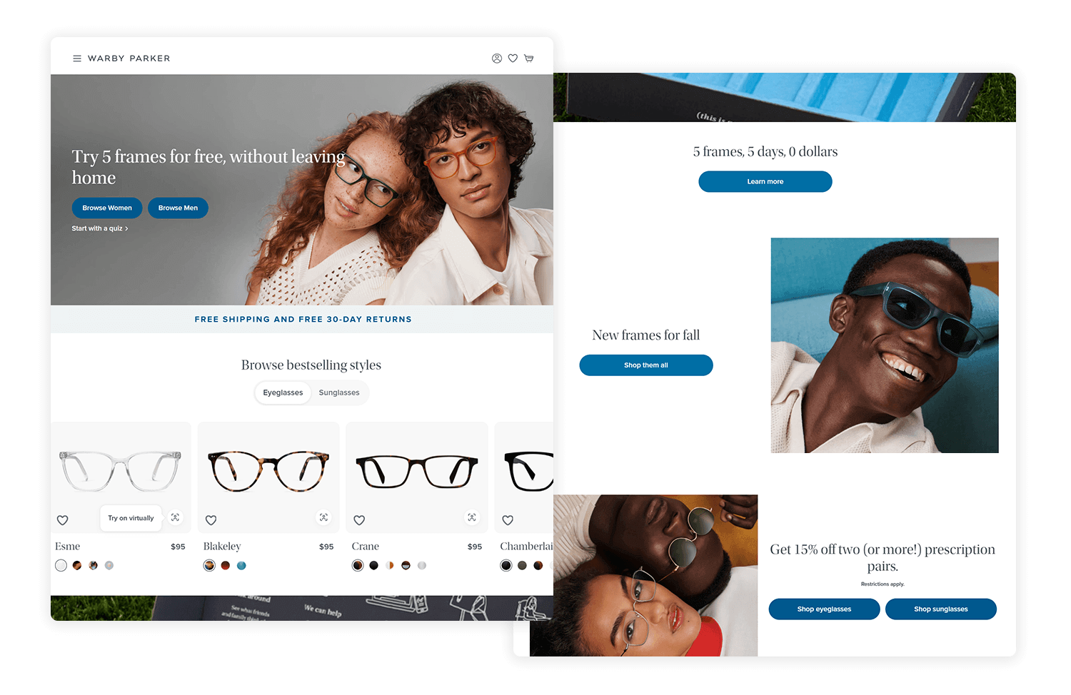 landing page design warby parker