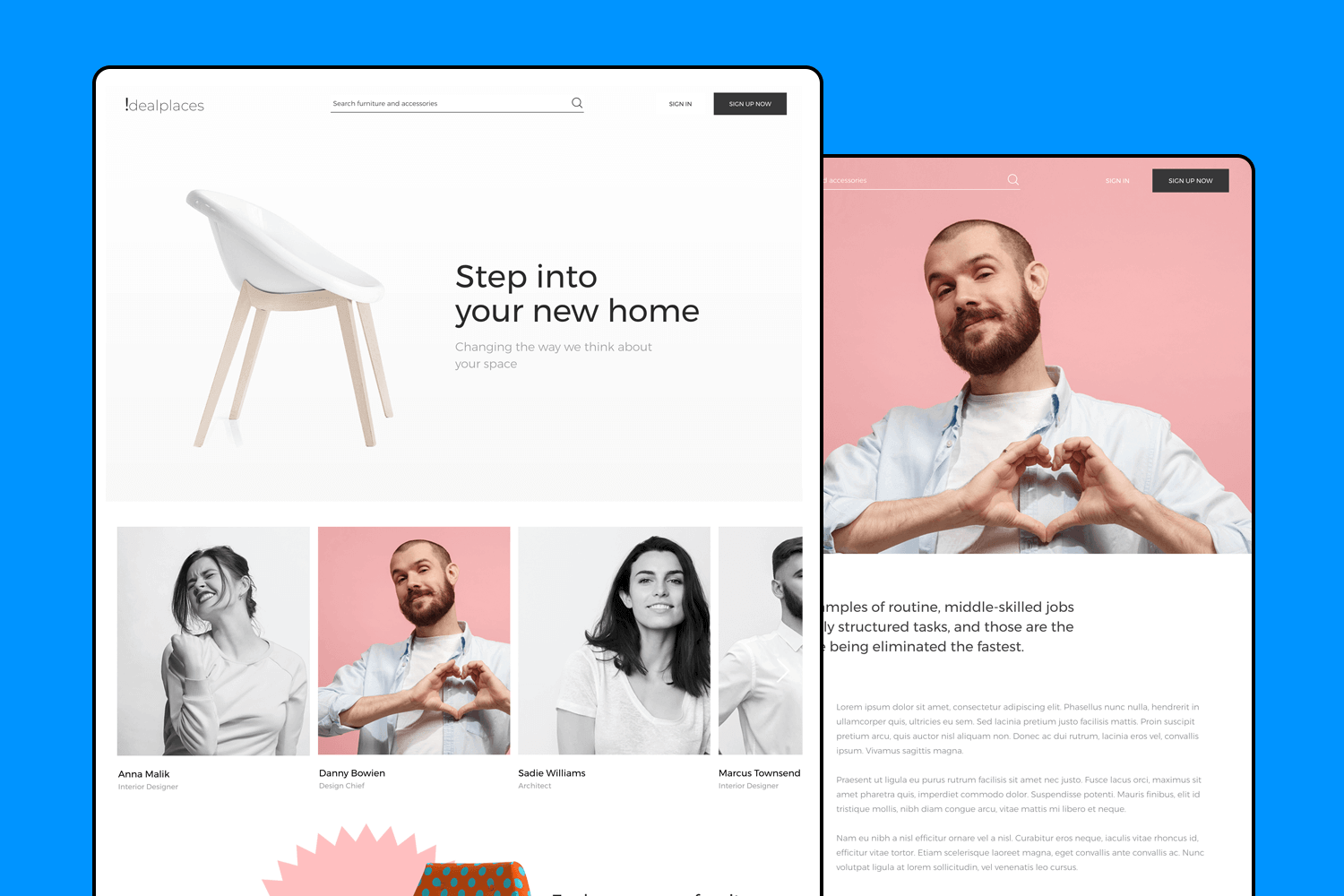 website template for ui design by justinmind