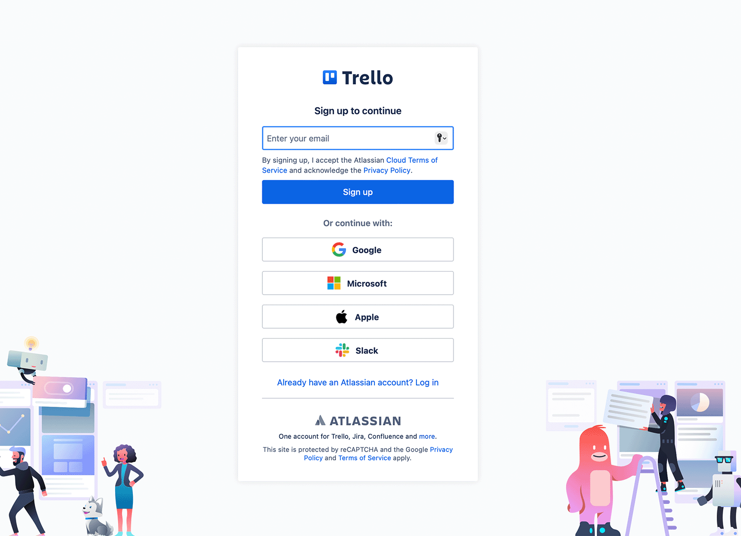 sign up page design trello