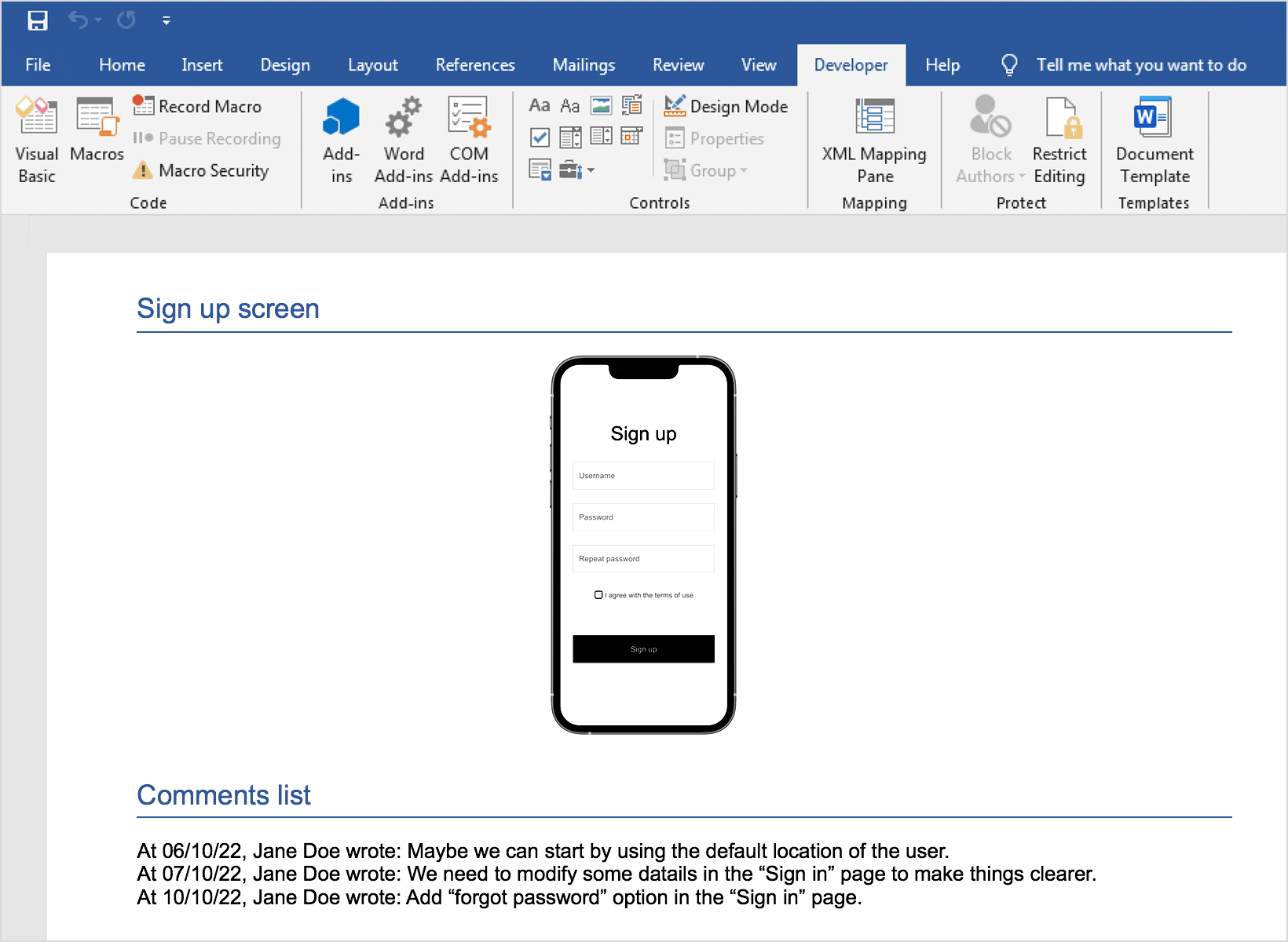 sign up result