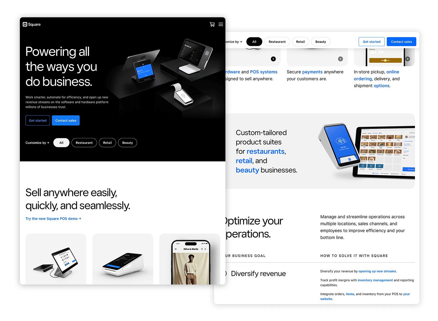 example of landing page with strong header