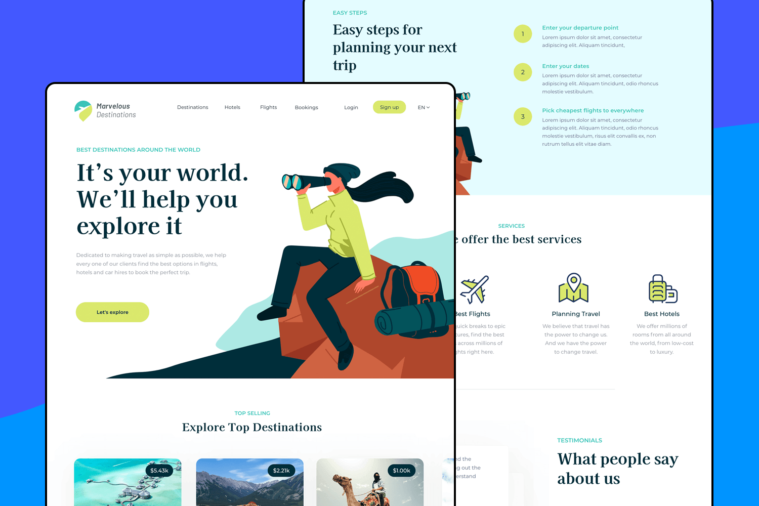 travel website template for ui design