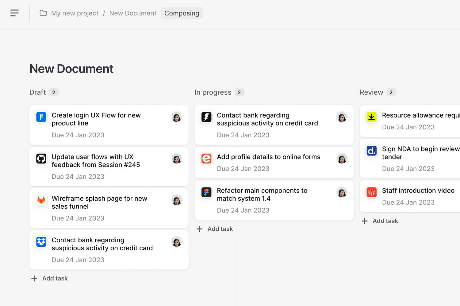 Notification panel featuring an organized list UI design with clear updates